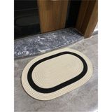 Roma Serisi Jüt, Desenli Kapı Önü, Paspas, Banyo Paspası, Balkon Paspası / Hediyelik, Ev Eşyası - Krem - Siyah - 80 x 120 cm