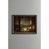 Roma Tapınağının Kalıntılarında Dua Eden Bir Münzevi - Vintage Desenli Çerçeve, Gümüş, 21 x 30