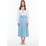 ROMAN Beli Kemerli Midi Boy Denim Etek Mavi YY015064_036 - 38