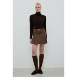 ROMAN Beli Kemerli Mini Etek Kahve K2615026_005 - 38