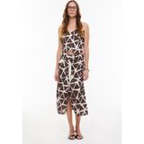 ROMAN Beli Kuşaklı Midi Etek Kahve-Bej YY015061_670 - Kahverengi - Bej - 34