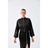 ROMAN Beli Lastikli Bomber Kadın Ceket Siyah K2216504_001 - 38