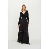 ROMAN Dantel Detaylı Pilise Örme Maxi Etek Siyah K2425001_001 - 36
