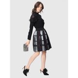 ROMAN Desenli Kabarık Mini Etek Standart Renk K1815032_089 - Gri - 42