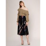 ROMAN Payetli Renk Desenli Etek Standart Renk K1915023_089 - Siyah - 36