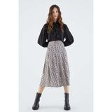 ROMAN Pileli Midi Desenli Etek Standart Renk K2115048_089 - 36