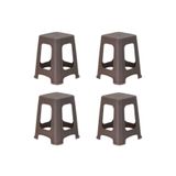 RomanoSet Plastik Romanoset Rattan Desenli Plastik Tabure 4 Lü Set