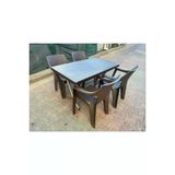 Romanoset Plastik Romanoset Rattan Efektli 70X120 Cm Katlanır Balkon Ve Bahçe Masa Takımı 4 Sandalyeli