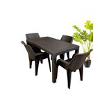 Romanoset Plastik Romanoset Tiger 70X120 Rattan Plastik Bahçe Ve Balkon Masa Takımı 4 Kişilik