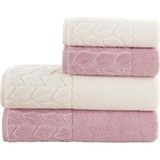 Romans Hazal 4lü Banyo Havlu Takımı Krem/gül Kurusu - 50 x 90 cm - Krem - Gülkurusu