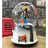 Romantik Aşıklar Müzikli Kar Küresi Beyaz Büyük -Püskürtmeli