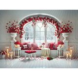 Romantik Bir Arka Plan: Kırmızı Güller ve Işıklar ile 200X150CM Stüdyo Fonu