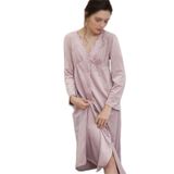 Romantik Gecelik Kadın Sonbahar Uzun Elbise Peignoir Uyku Gömlek Gece Elbisesi Pijama (Renk: A Beden: S Kodu)