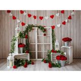 Romantik Kırmızı Güller ve Kalpleriyle 200X150CM Arka Plan, Stüdyo Fonu - -