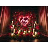 Romantik Kırmızı Güller ve Mumlar ile Aşkın Işıltısı 200X150CM, Stüdyo Fonu - -
