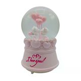 Romantik Love Bear Kar Küresi Müzikli ve Işıklı 13cm