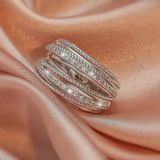 Romantik Rhinestone Bakır Yüzük - Gümüş - 7
