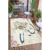 Romantik Vintage Bisiklet Ve Gül Desen Dijital Baskılı Yıkanabilir Kaymaz Taban Salon Halısı Yolluk 80 X 200 Cm Çok Renkli