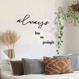 Romantik Yatak Odası Dekoru "always kiss me goodnight" Metal Duvar Sanatı | Modern Senaryo Alıntı İşareti | Çocuklar için Siyah Çelik Duvar Dekoru - Çiftler ve Yatak Odaları | Düğün Hediyesi