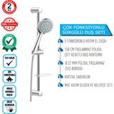 Romena | Dushlux 5 Fonksiyonlu, Paslanmaz, Krom Sürgülü Duş Seti