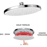 Romena | Valtemo Patentli Mucize Kireç Temizleyicili Yağmurlama Tepe Duş Başlığı - Krom & Beyaz