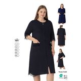 ROMEO LİFE Kadın Büyük Beden Viskon Modal Kumaş Desenli Fermuarlı Elbise / Siyah-Beyaz - 7971