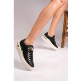 romex Altın Detaylı siyah Kadın Sneaker - Kalın Tabanlı ve Modern Tasarım Trend Spor Ayakkabı