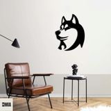 ROMIA 3D Husky Köpek Duvar Sanatı Dekoru, Modern Metal Duvar Çıkartması, Siyah, Oturma Odası Ev Dekorasyonu (14"X11"(35X28CM))