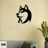 ROMIA 3D Husky Köpek Duvar Sanatı Dekoru, Modern Metal Duvar Çıkartması, Siyah, Oturma Odası Ev Dekorasyonu (28"X22"(70X56CM))