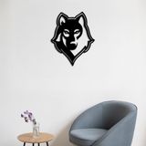 ROMIA 3D Kurt Kafası Duvar Sanatı Dekoru, Modern Siyah Metal Duvar Heykeli, Ev Ofis Dekoratif Duvar Askısı (35 x 28 cm)