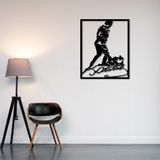 ROMIA Atatürk Siyah Metal Duvar Sanatı Silueti, Dans Figürü Dekoratif Çerçeve, Modern Ev Dekoru (20"x17"/50x42cm)