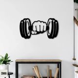 ROMIA Metal Duvar Sanatı Dambıl Dekoru, Spor Salonu Fitness Egzersiz Tasarımı, Siyah (20"X10"(50X26CM))