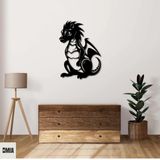 Romia Metal Ejderha Duvar Sanatı Dekoru, Siyah, Modern Fantezi Tasarım, Ev için 3D Duvar Heykeli 13,7 X 9,8 (35 x 25 cm)