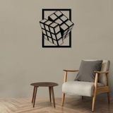 ROMIA Modern 3D Küp Duvar Sanatı, Siyah Çerçeve, Minimalist Metal Duvar Dekoru (35X31 cm x 31)