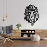 ROMIA Modern Aslan Duvar Sanatı, Metal Duvar Dekoru, Siyah Çiçek Tasarımı, Büyük Oturma Odası Dekoratif Heykel (14"x9"/35x24)