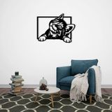 ROMIA Modern Kedi Duvar Sanatı Dekoru, Metal Siyah Çerçeve, 3D Kesim Tasarımı, Oturma Odası Ev Dekorasyonu (28 "X21" 770X53CM)