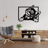 ROMIA Modern Kedi Duvar Sanatı Dekoru, Metal Siyah Çerçeve, 3D Kesim Tasarımı, Oturma Odası Ev Dekorasyonu (50 x 38 cm)