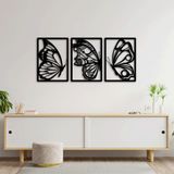 ROMIA Modern Kelebek Duvar Sanatı Dekoru, 3 Panel Metal Duvar Heykeli, Siyah (20"X14"(50X35CM))