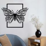 ROMIA Modern Kelebek Metal Duvar Sanatı, Siyah Çerçeve, 3D Çağdaş Ev Dekoru (28"X24"/70X62CM)