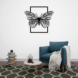 ROMIA Modern Kelebek Metal Duvar Sanatı, Siyah Çerçeve, 3D Çağdaş Ev Dekoru (50X44CM)