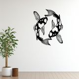 ROMIA Modern Koi Balık Metal Duvar Sanatı, Siyah, Japon Esintili Ev Dekoru, İç Mekan Duvar Heykeli (28"X22"/70X56CM)