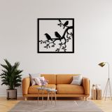 ROMIA Modern Kuş Duvar Sanatı, Siyah Metal Ağaç Dalı Silueti, Kare Çerçeve, 3D Ev Dekoru (14"X13"/35X33CM)