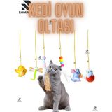 Romingo İnteraktif Kedi Oyuncağı Kapıya Asılan Zilli Kedi Oyun Oltası Esnek Elastik İpli