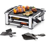 Rommelsbacher Rcc 1000 Raclette Izgara (Masa Izgarası, 4 Kişilik, Xylan Plus Yapışmaz Kaplamalı Nervürlü Döküm Alüminyum Izgara Plakası, Park Yeri, 4 Tava, 4 Kazıyıcı, 1000 W) Krom - Siyah