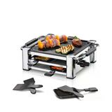 Rommelsbacher Rcc 1000 Raclette Izgara (Masa Izgarası, 4 Kişilik, Xylan Plus Yapışmaz Kaplamalı Nervürlü Döküm Alüminyum Izgara Plakası, Park Yeri, 4 Tava, 4 Kazıyıcı, 1000 W) Krom