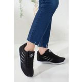 Rona Gifts Kadın Siyah Beyaz Comfort Taban Yumuşak Fileli Tarz Günlük Casual Sneaker Spor Ayakkabı