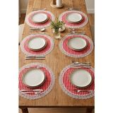 Rona Home Amerikan Servis Supla 40 cm - Leke Tutmaz Sıvı Itici Yuvarlak Masa Matı 6 Adet Pötikare - Kırmızı