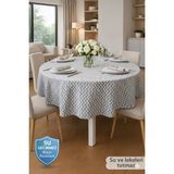 Rona Home Birinci Sınıf Yuvarlak Masa Örtüsü Su Geçirmez Leke Tutmaz Premium Kaliteli Kumaş Mutfak Salon - Beyaz - 90 cm