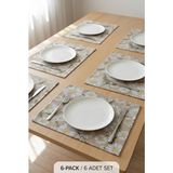 Rona Home Leke Tutmaz Tabak Altlığı 6 Lı Amerikan Servis Su Geçirmez Mutfak Masası Sunum Runner Servis - 35 x 45 cm - Krem