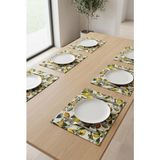 Rona Home Limon Desenli Su Geçirmez Amerikan Servis - 6'lı Leke Tutmaz Petibör Tabak Altlığı Seti - 35 x 45 cm - Sarı - Yeşil
